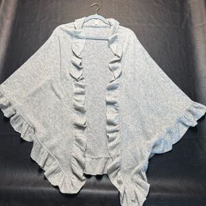 Future ParvdisE 100% Cashmere Gray Ruffle Trim Poncho Cape Wrap One Size